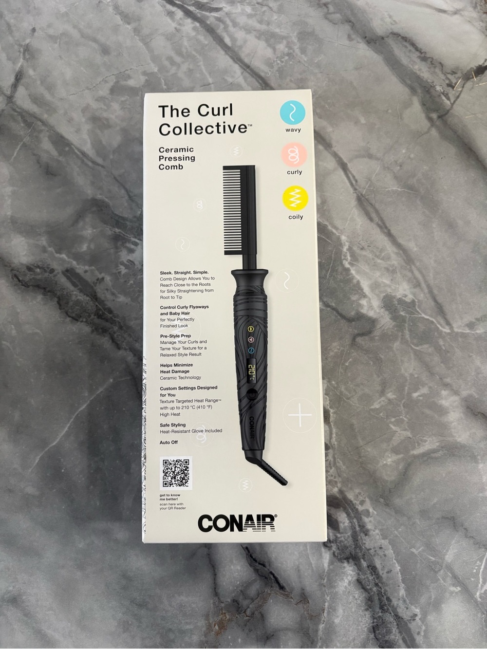 The Curl Collective Ceramic Pressing Comb - Black